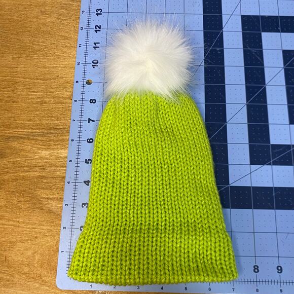 Beanie Winter Hat Baby Green Solid Knit Stretch Cuff Warm Double Layered - Picture 3 of 4